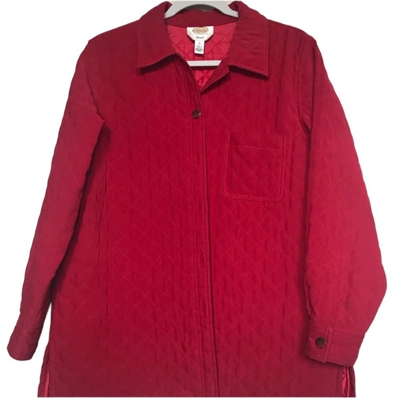 Talbots size M red quilted button jacket with side slits long sleeve - Picture 1 of 6
